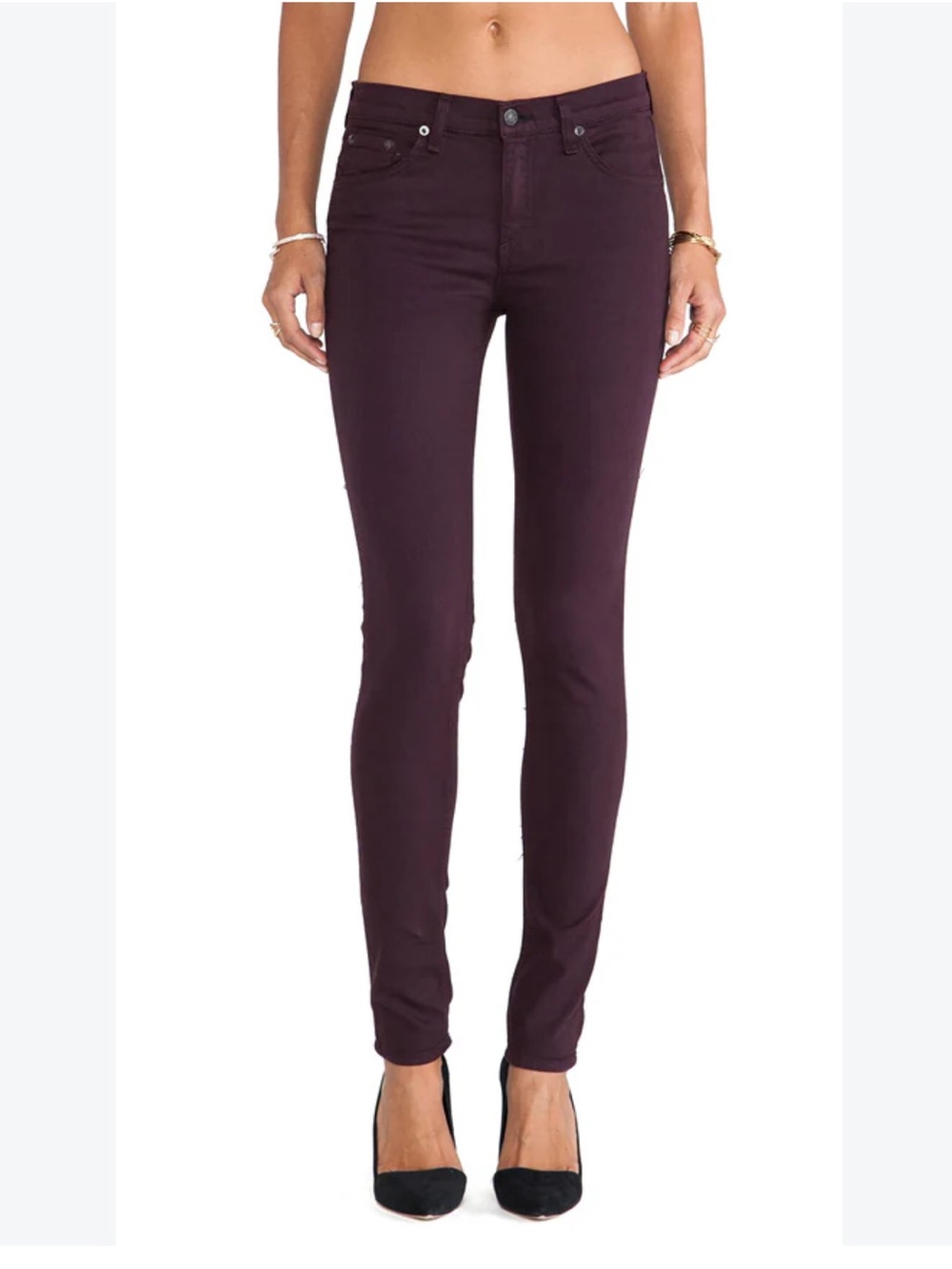 rag & bone Skinny Stretch Pants in Plum
